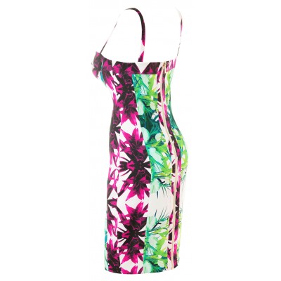 'Advika' bandage jurk met tropische print